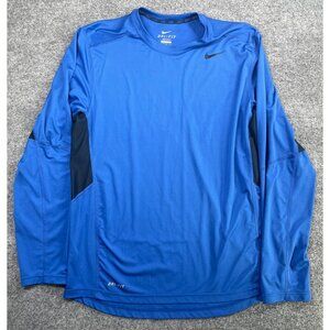 Nike Dri-Fit Blue Long-Sleeve Athletic Shirt Mens Medium Football Comfort cool